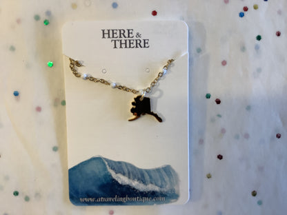 Beaded AK Pendant Necklace