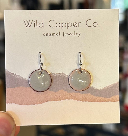 Small Grey Full Circle Enamel Earrings