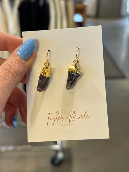 Gold Amythyst Drop Earrings