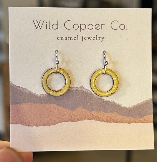 Small Yellow Circle Enamel Earrings