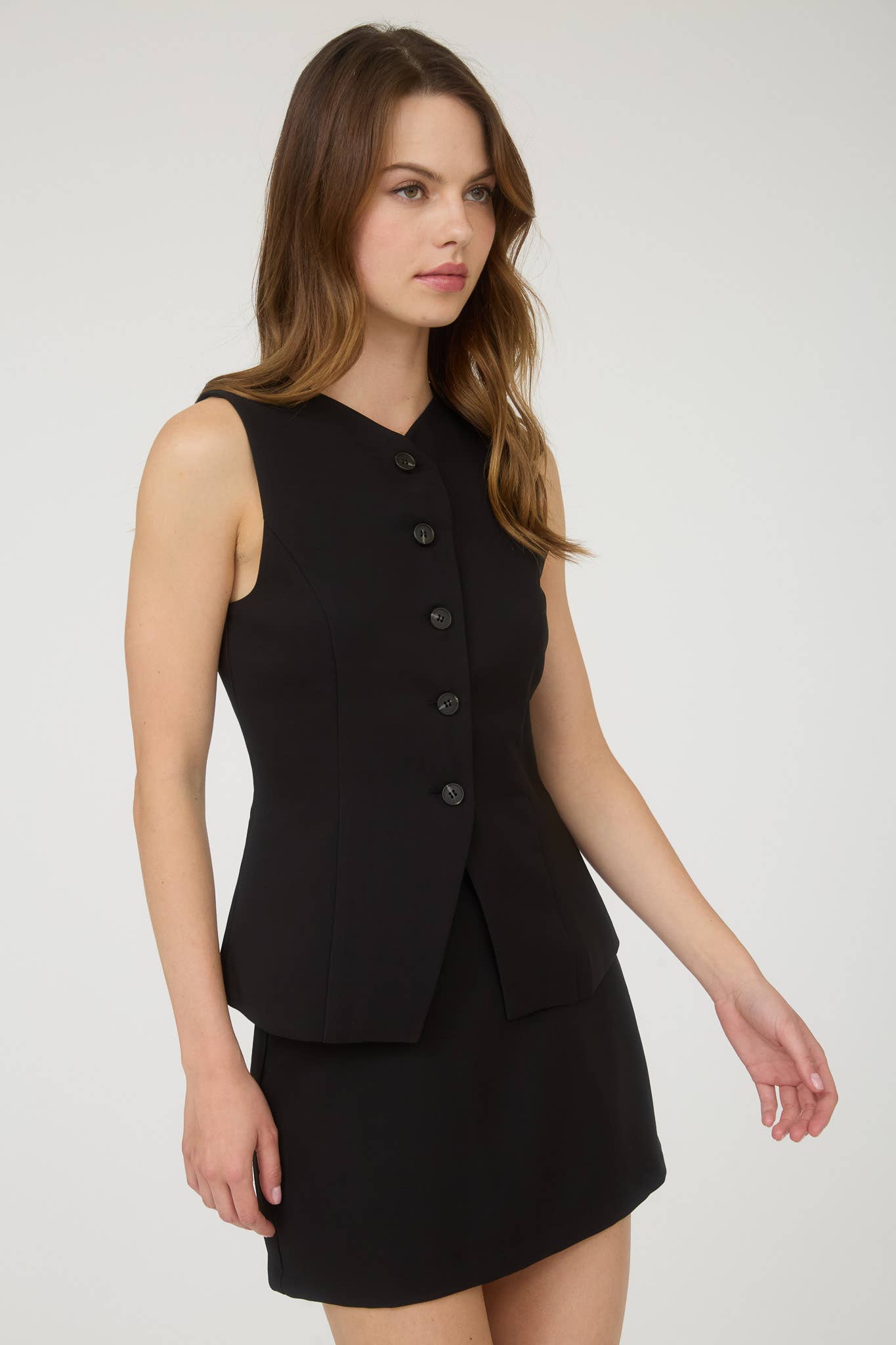 Split Front Button Down Vest