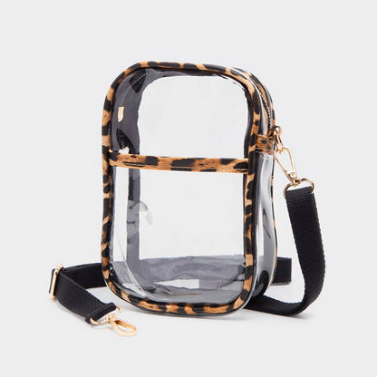 Faux Leather Transparent Crossbody Bag-Purses-Bottoms Up Boutique-Bottoms Up Boutique