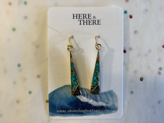 Gold Triangle Dangle Sand Earrings