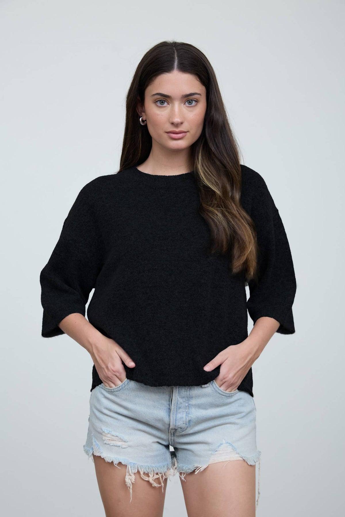 Half Sleeve Boxy Pullover-Shirts & Tops-The Workshop Studio-S-Bottoms Up Boutique
