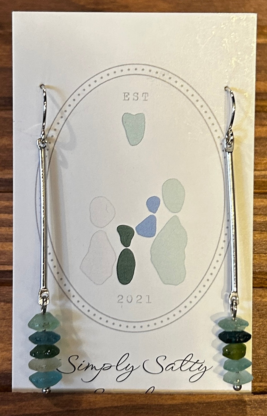 Silver Bar Drop Earrings w/ Roman Seabeads