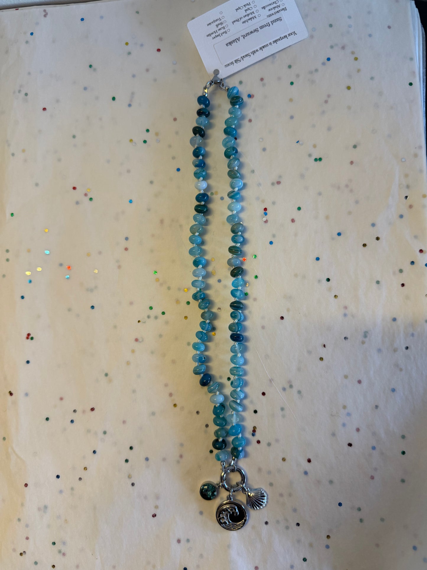 Beaded 3 Charm Clip Necklace