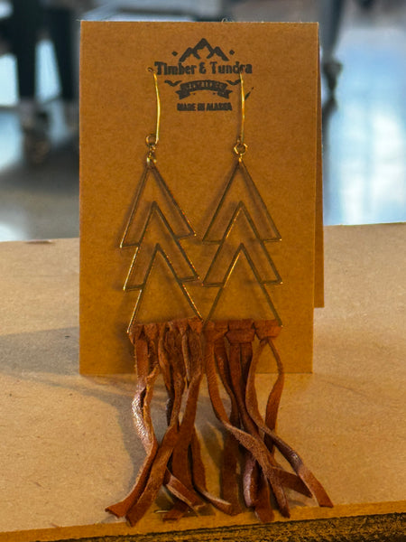 Tree Fringe Leather Earrings