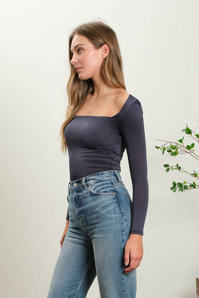 Reversible Square Neck Navy Top