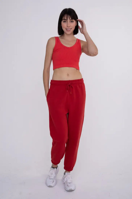 Poppy Ribbed Seamless Cropped Tank Top-Shirts & Tops-Bottoms Up Boutique-Anchorage AK