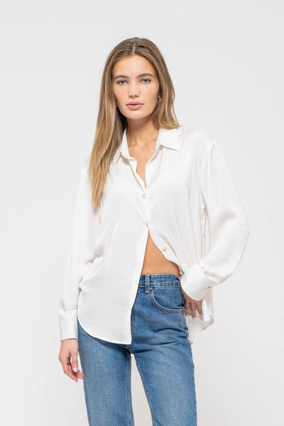 Satin Long Sleeve Button Down Shirt