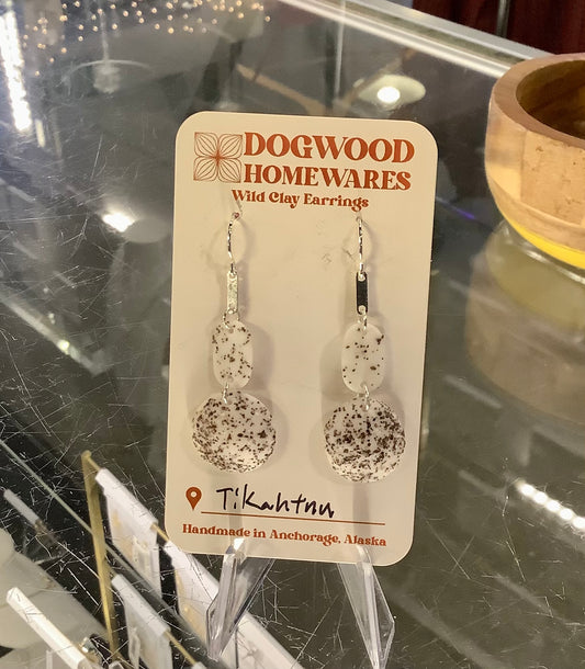 Silver White Half Sphere Wild Clay Earrings