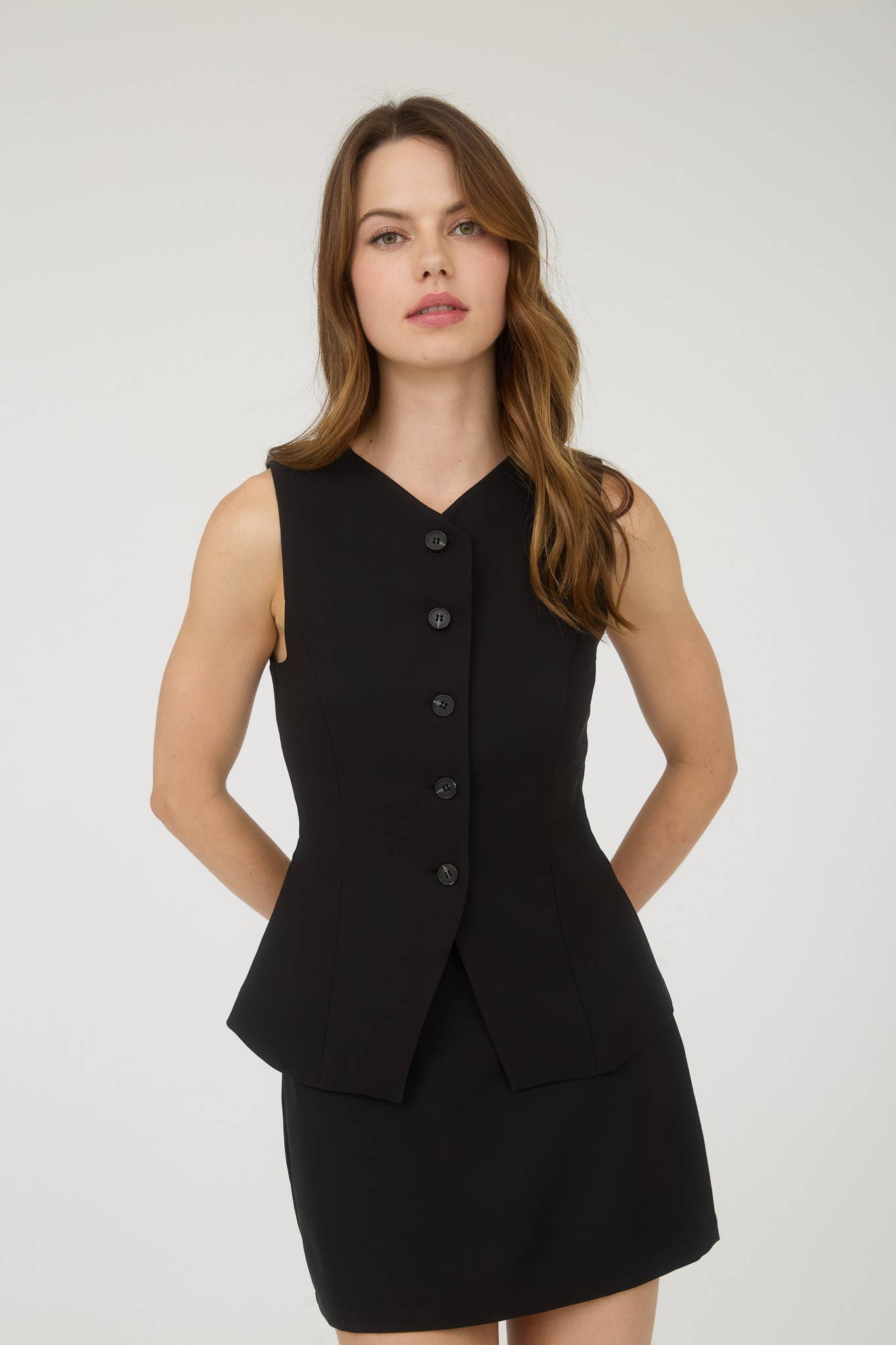Split Front Button Down Vest