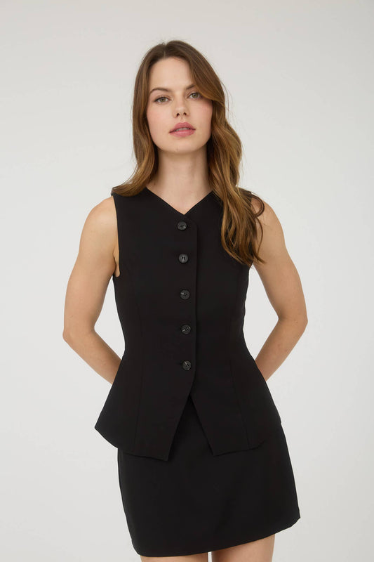 Split Front Button Down Vest