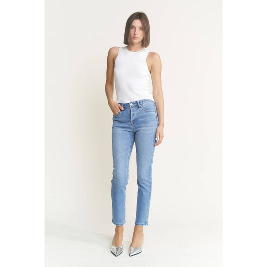 Glacial High Rise Button Denim
