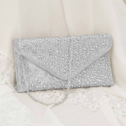 Bling Studded Envelop Evening Clutch/Crossbody Bag-Purses-Bottoms Up Boutique-Silver-Bottoms Up Boutique