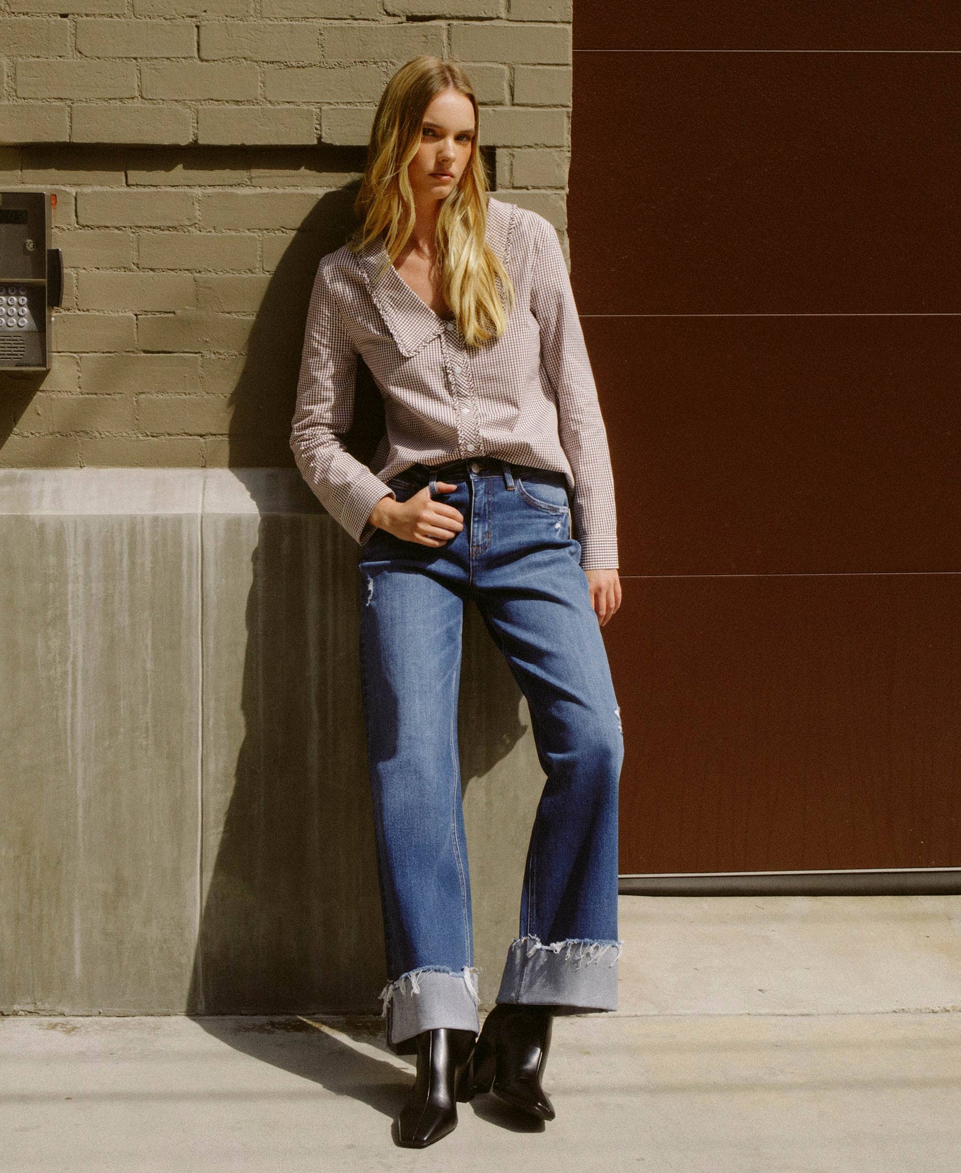 Blue Stream High Rise Cuffed Wide Leg-Bottoms-Bottoms Up Boutique-Anchorage AK