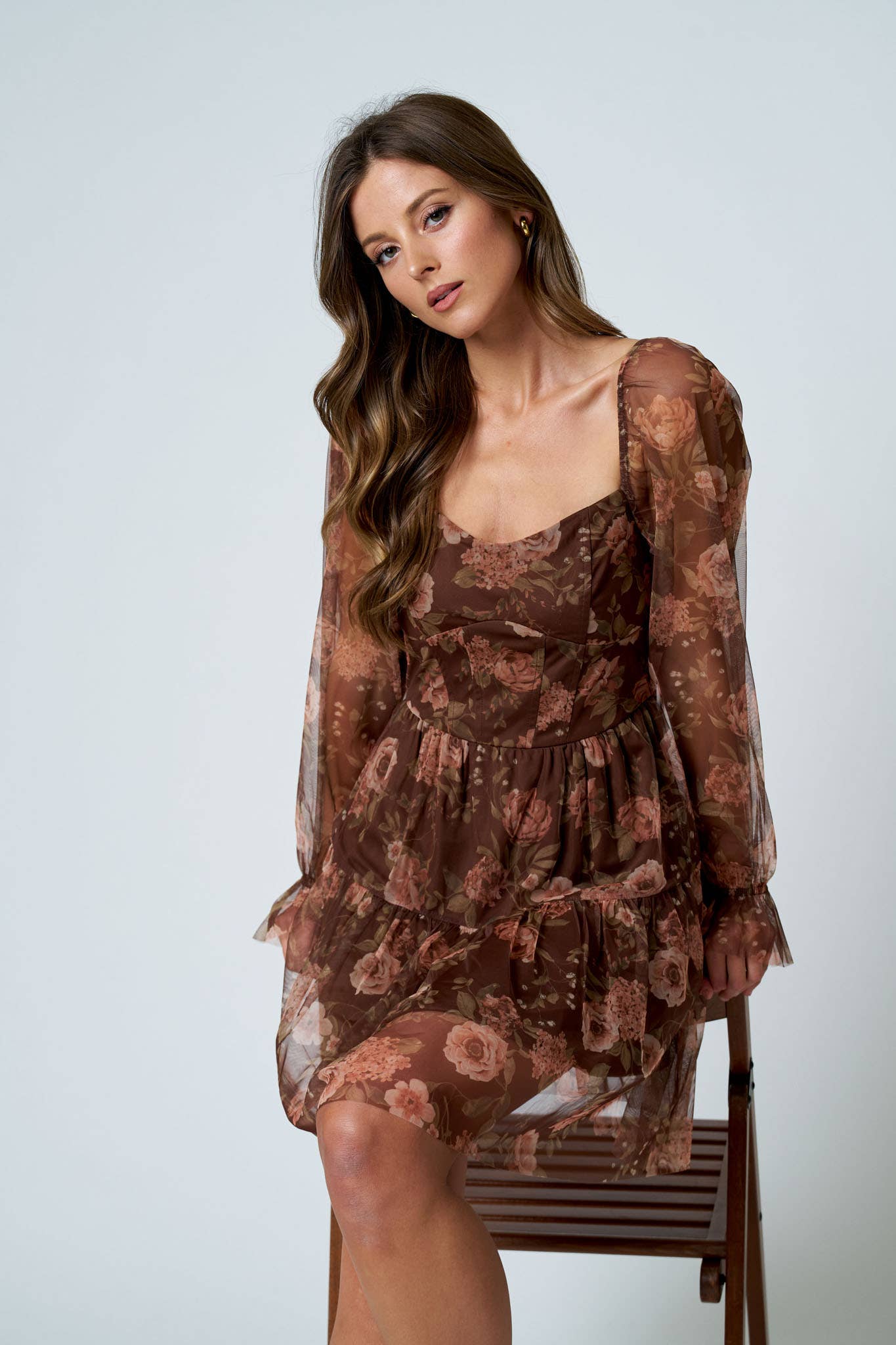 Floral Long Sleeve Mini Dress