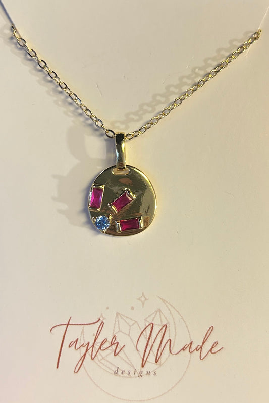 14k Gold Filled Gem Pendant Necklace