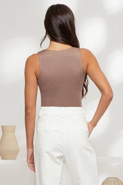 Reversible Scoop Neck Tank Top - Deep Taupe