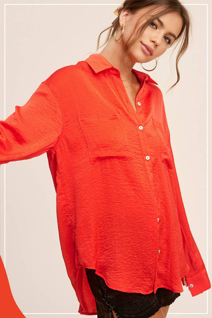 Tomato Red Button Down