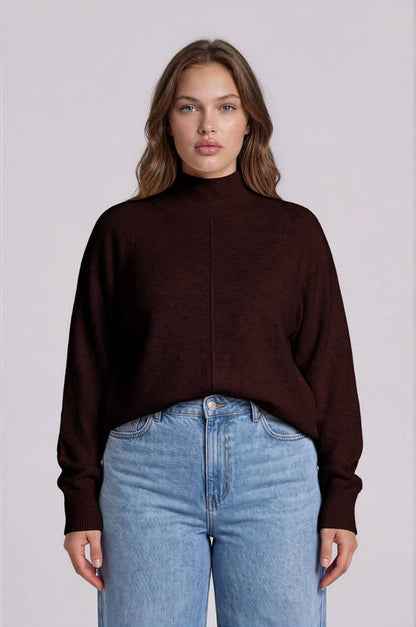 Mock Neck Relaxed Sweater-Sweaters-The Workshop Studio-XL-Bottoms Up Boutique