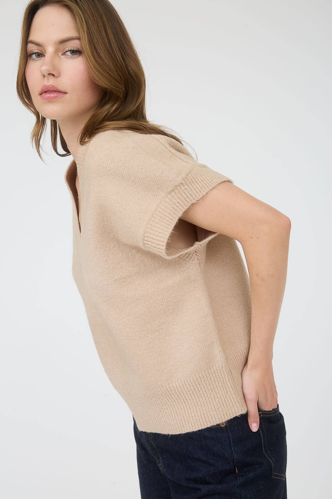 V Neck Knit Pullover Sweater
