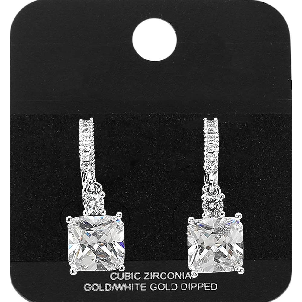 Gold Dipped Square Drop Huggie Earrings