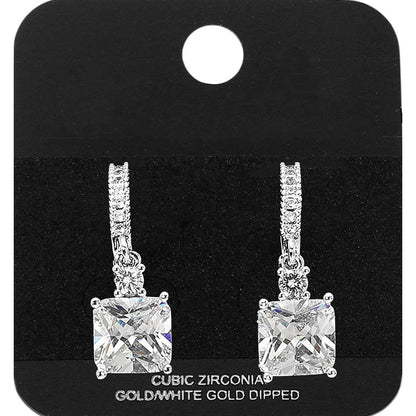 Gold Dipped Square Drop Huggie Earrings