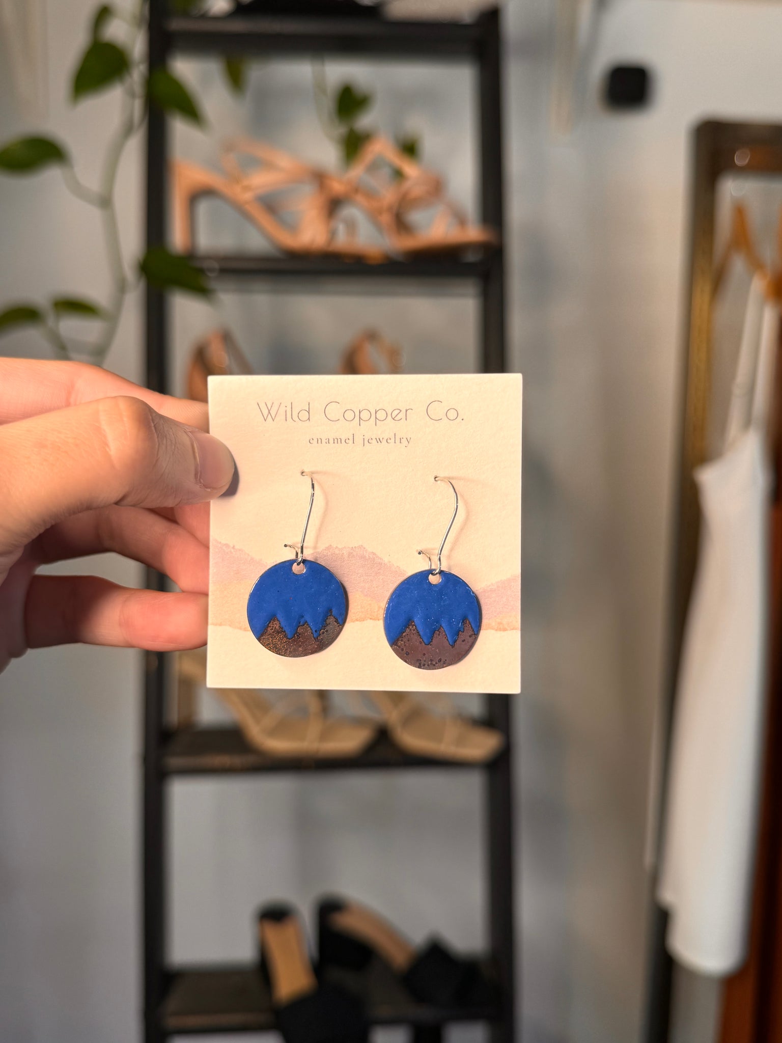 Blue Mountain Enamel Earrings