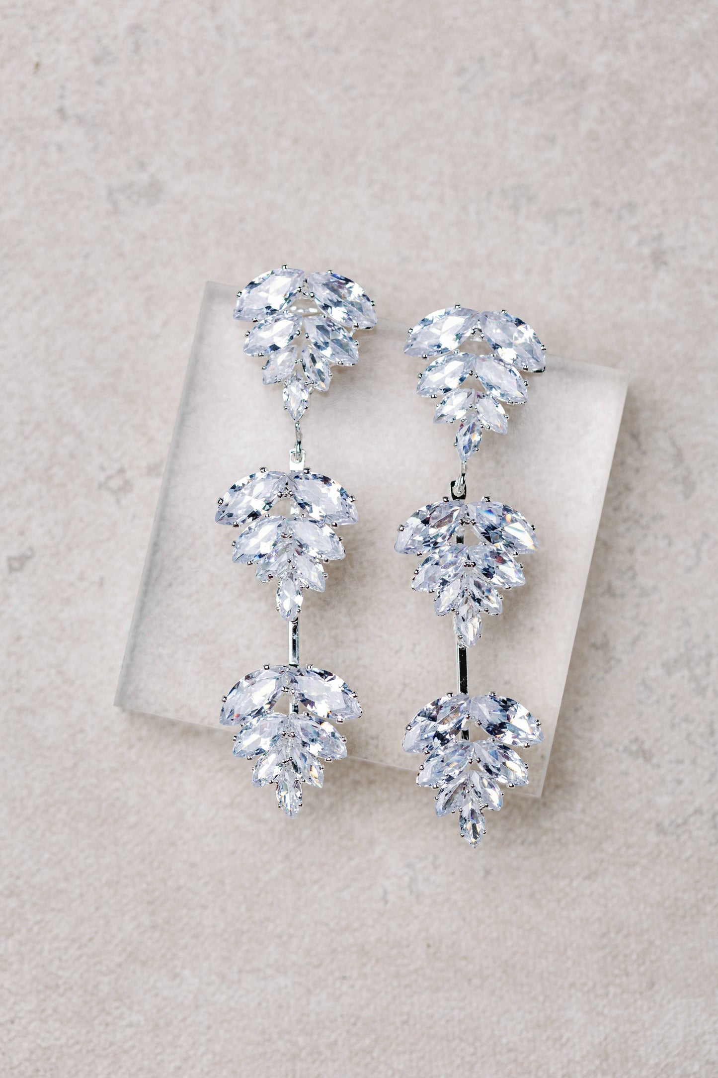 Silver Palm Diamond Earrings