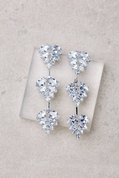 Silver Palm Diamond Earrings