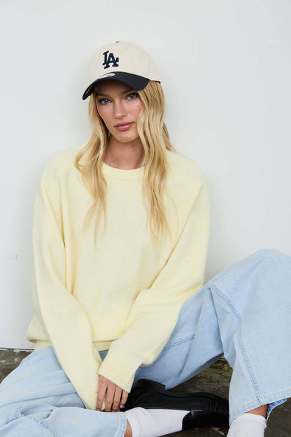 Yellow Pullover Crew-Sweaters-The Workshop Studio-Bottoms Up Boutique