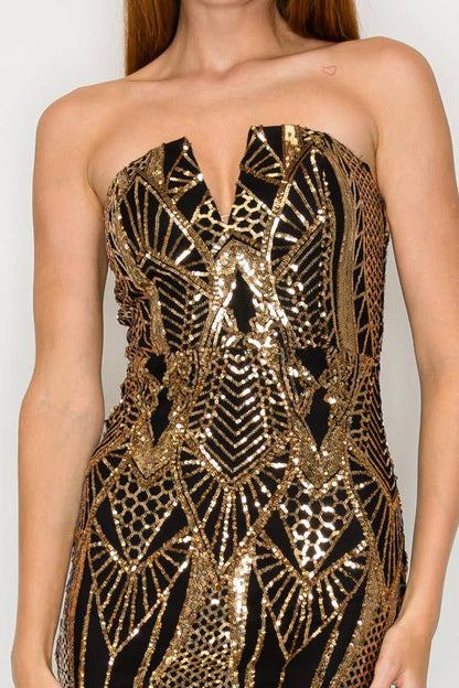 Black & Gold Sequin Dress