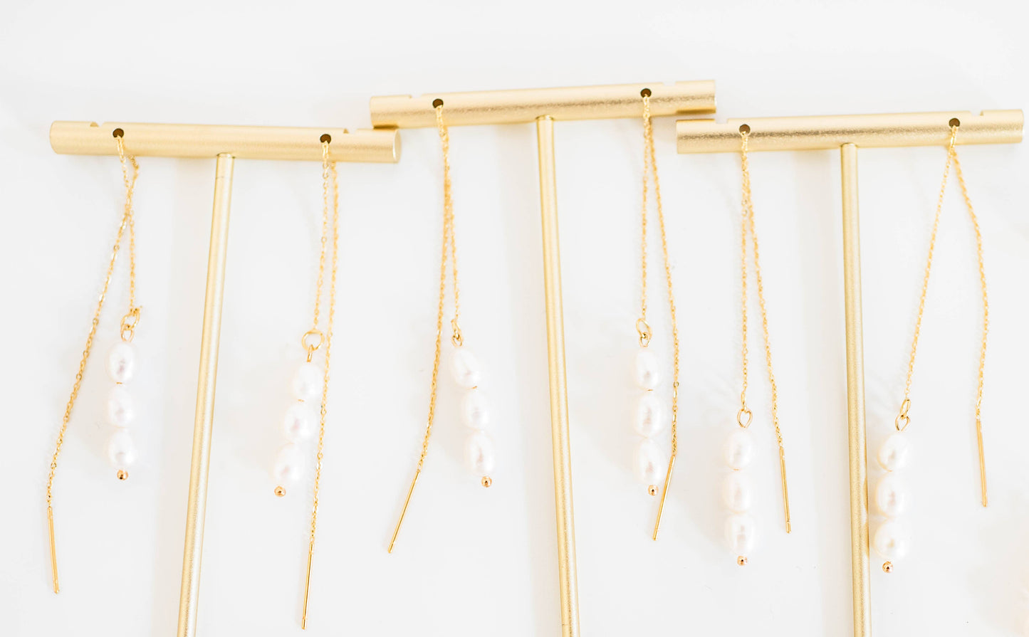 Skinny Pearl Threader Earrings