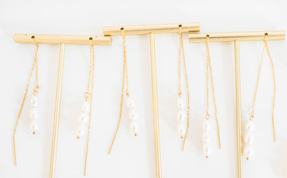 Skinny Pearl Threader Earrings