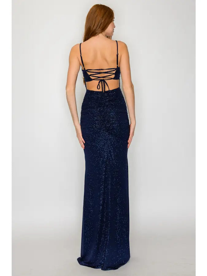Navy Glitter Mermaid Maxi Dress