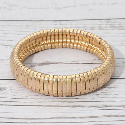 Metal Ribbed Stretch Bracelet