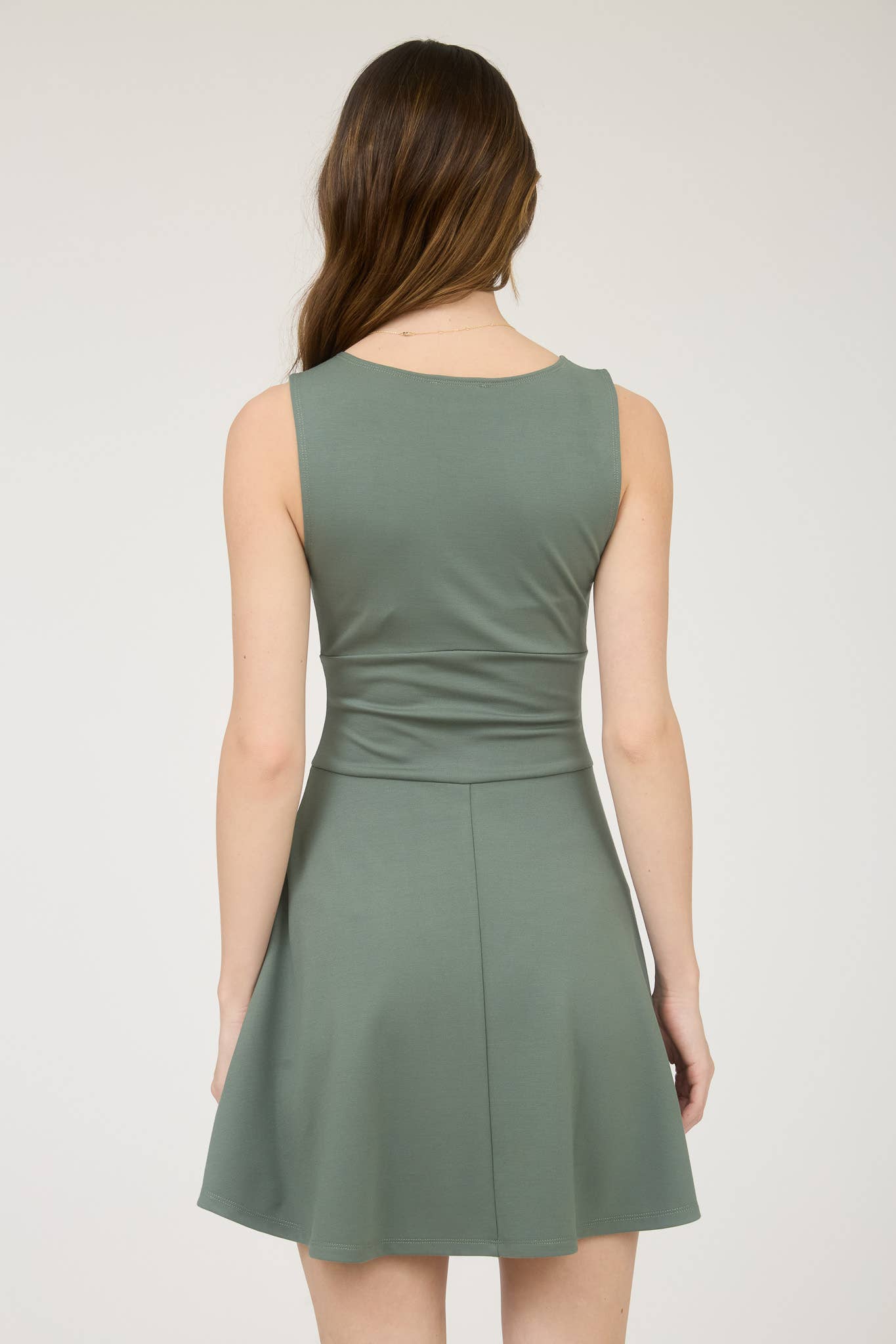 Sleeveless Waist Detail Flare Mini Dress