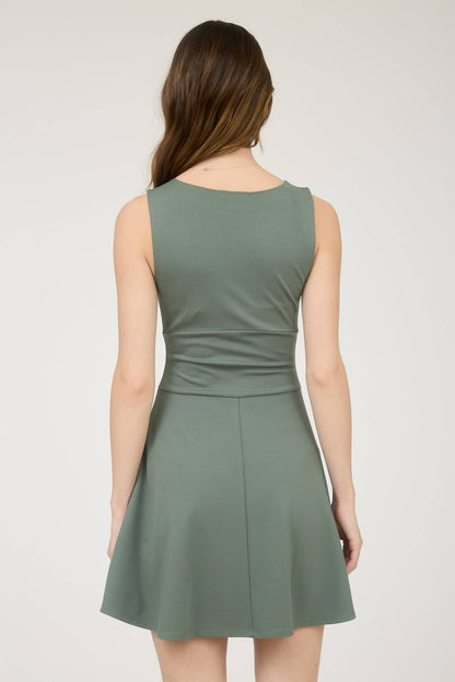 Sleeveless Waist Detail Flare Mini Dress