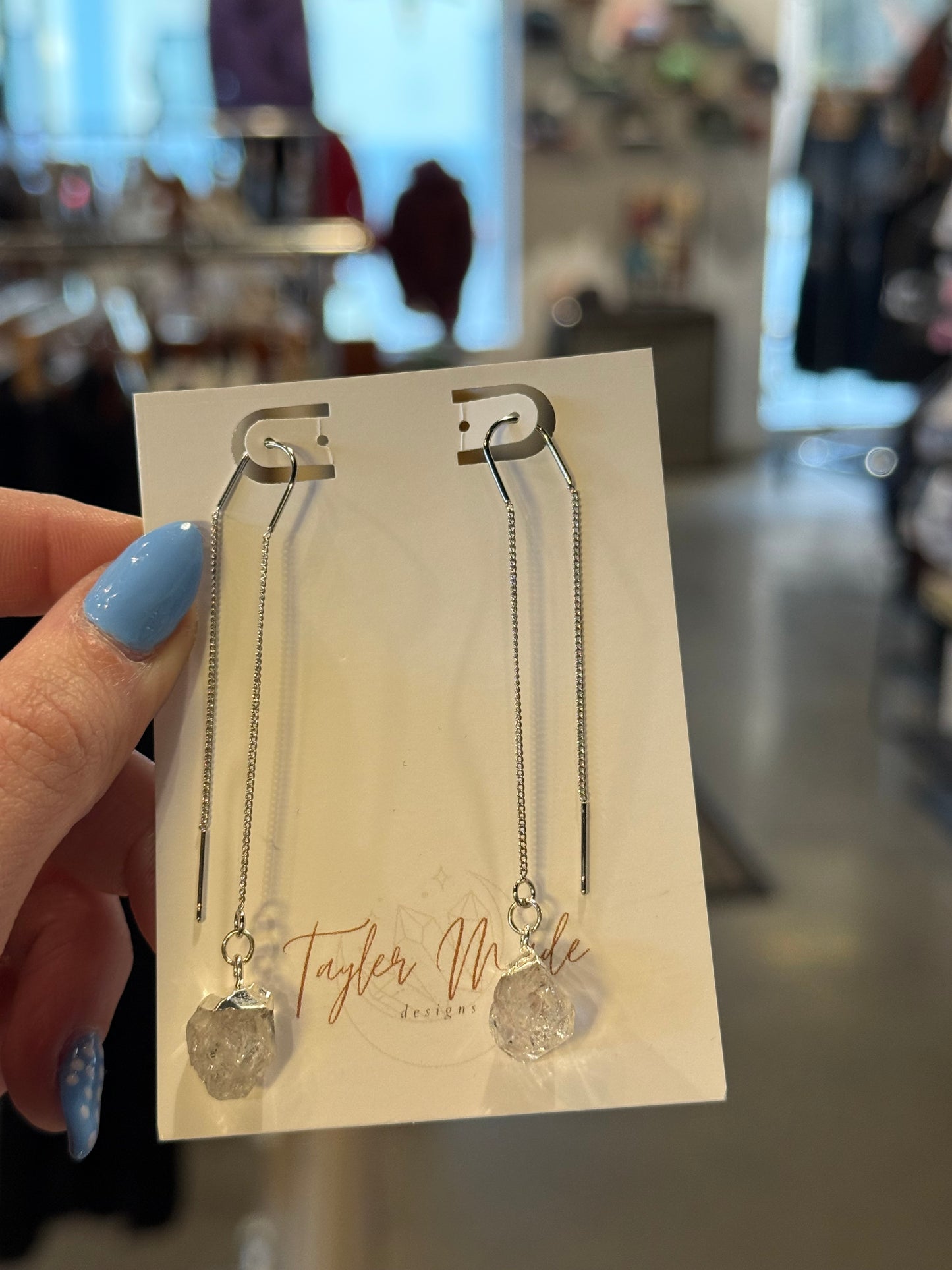 Herkimer Diamond Threader Earrings