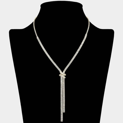 Baguette Cubic Zirconia Stone Drop Necklace