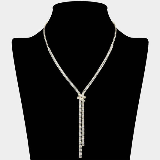 Baguette Cubic Zirconia Stone Drop Necklace