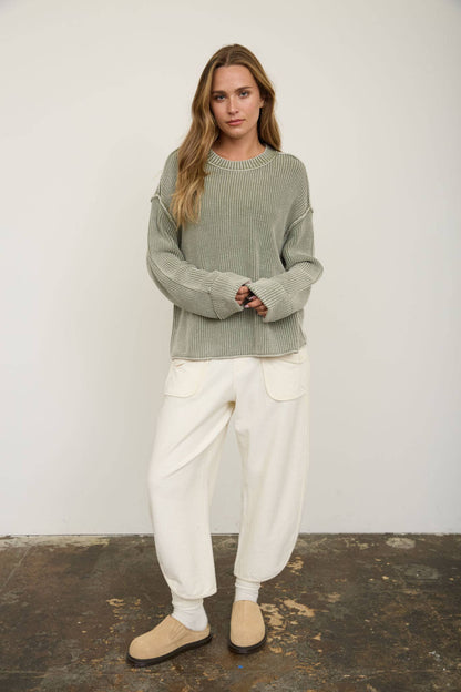 Olive Ribbed Sweater