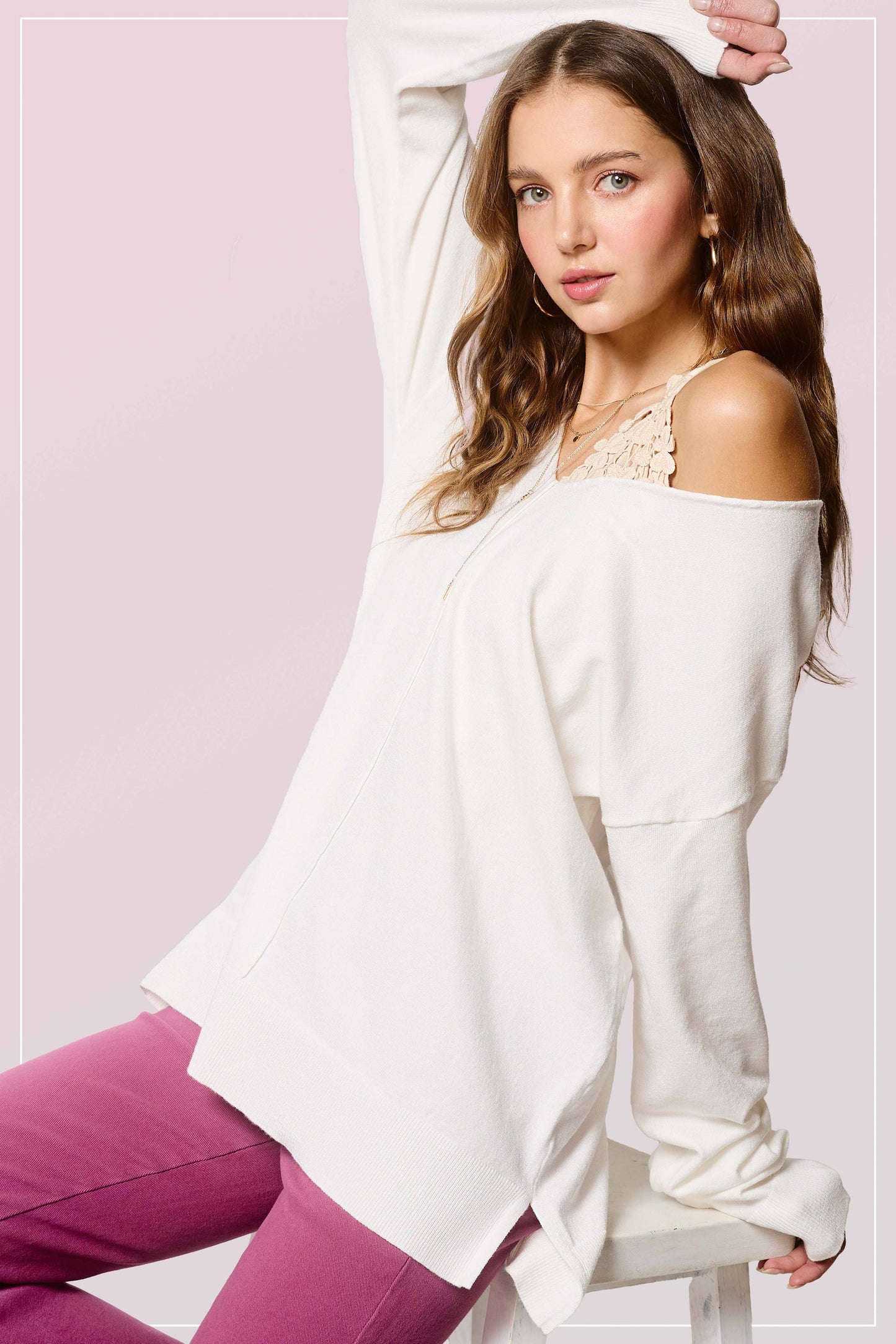 Snow V-neck Knit Top
