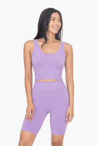 Orchid Ribbed Crop Tank