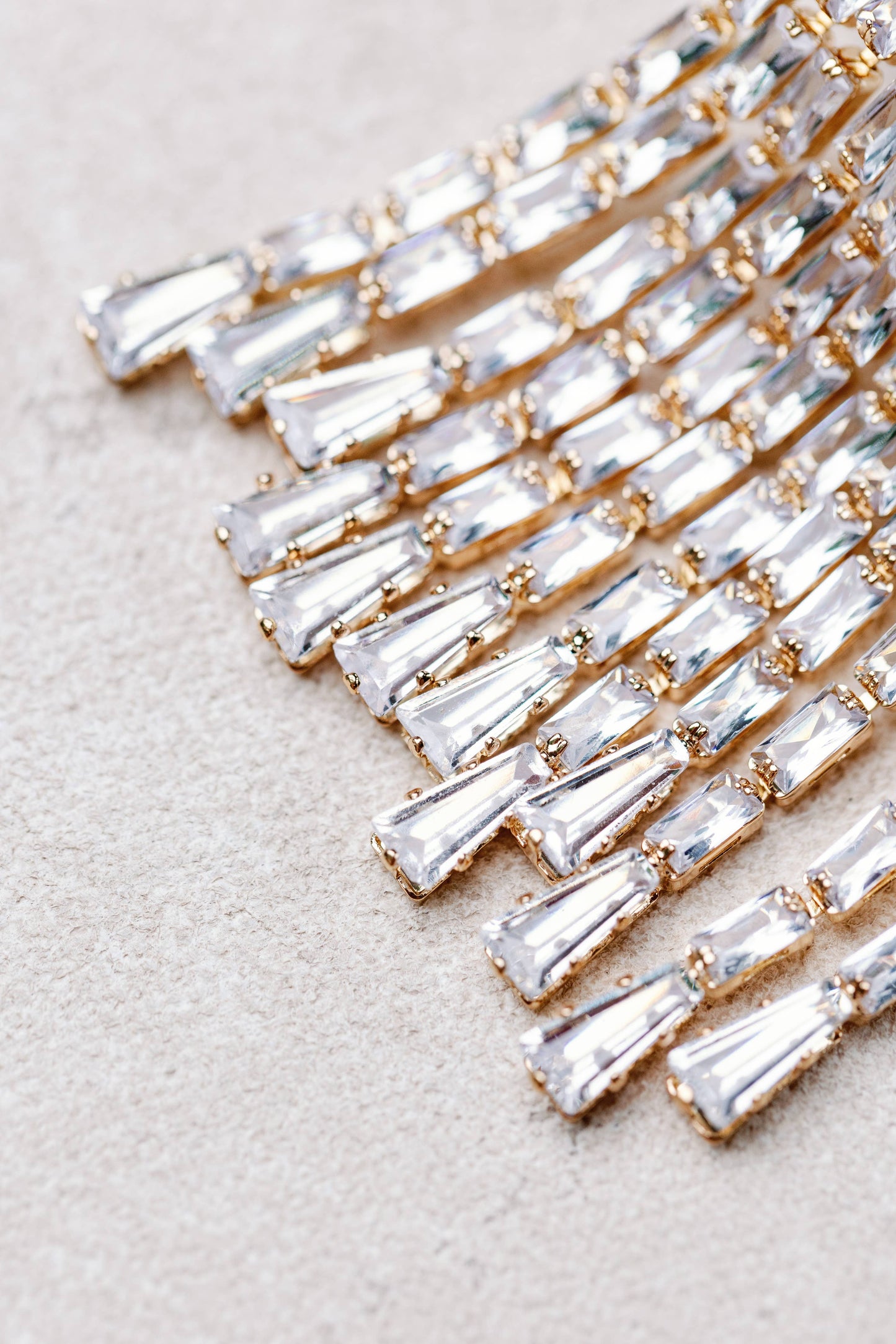 Crystal Waterfall Tassel Earrings