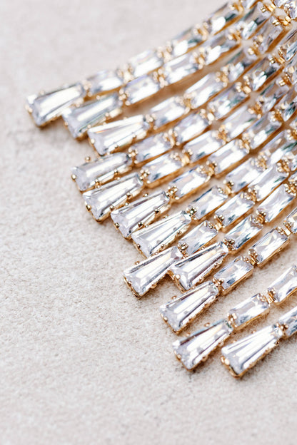 Crystal Waterfall Tassel Earrings