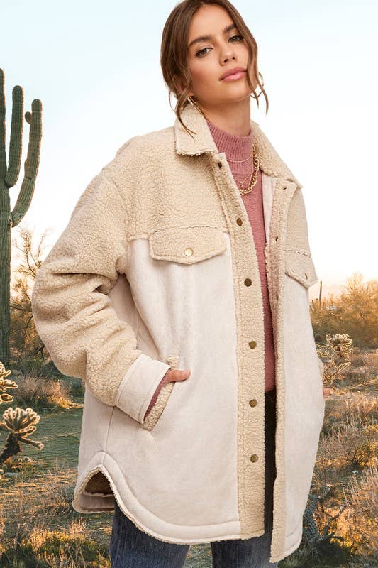 Latte Oversized Button Down Jacket