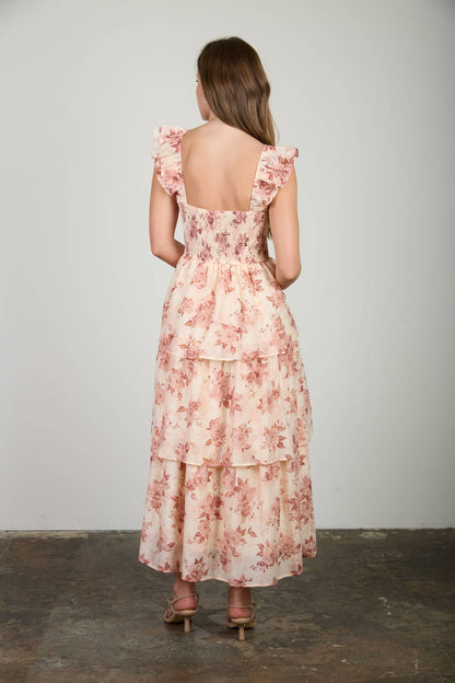 Floral Ruffle Tier Midi Dress