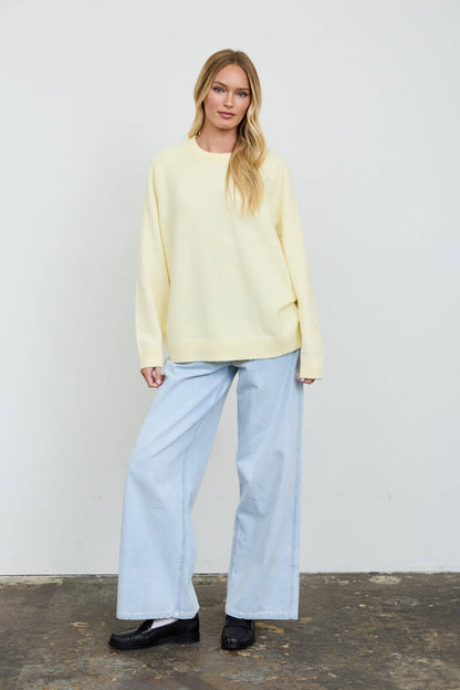Yellow Pullover Crew-Sweaters-The Workshop Studio-Bottoms Up Boutique